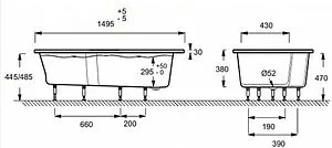 Ванна акриловая Jacob Delafon Bain-Douche NEO 150x80 L E6D119L-00 Ванна акриловая Jacob Delafon Bain-Douche NEO 150x80 L E6D119L-00, 3