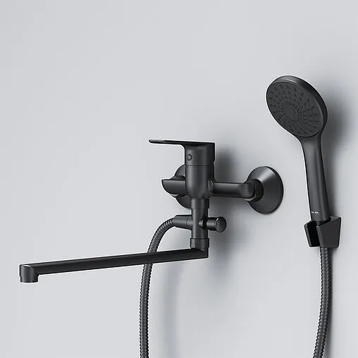 Смеситель для ванны с длинным изливом Am.Pm Gem чёрный матовый F90A90122 Смеситель для ванны с длинным изливом Am.Pm Gem чёрный матовый F90A90122