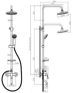 Душевая система со смесителем для ванны Rossinka A хром A35-46 Душевая система со смесителем для ванны Rossinka A хром A35-46, 2