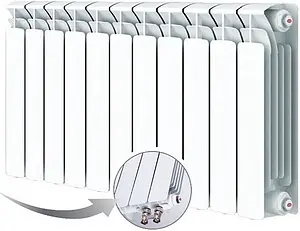 Радиатор биметаллический 11 секций нижнее левое подключение Rifar Base Ventil 500 RBVL50011, 1