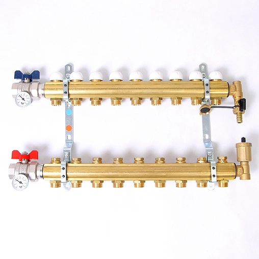 Группа коллекторная без расходомеров 9 отводов 1&quot;в/в x ¾&quot;ек Tiemme 3870042