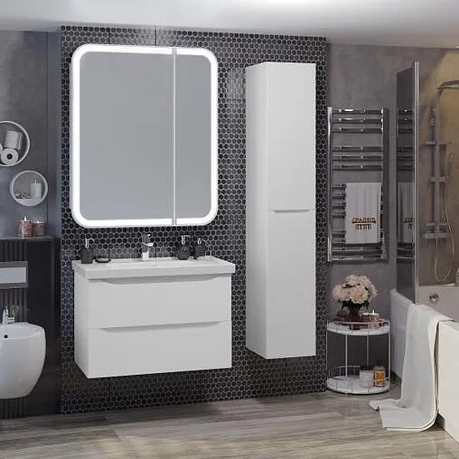 Шкаф-зеркало Opadiris Элеганс 80 белый матовый 00-00006876