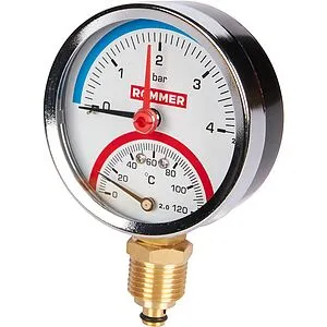 Термоманометр радиальный Rommer 80мм 4 бар 120°С ½&quot; RIM-0006-800415, 4