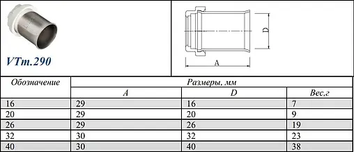 Гильза пресс 20мм Valtec VTm.290.N.000020