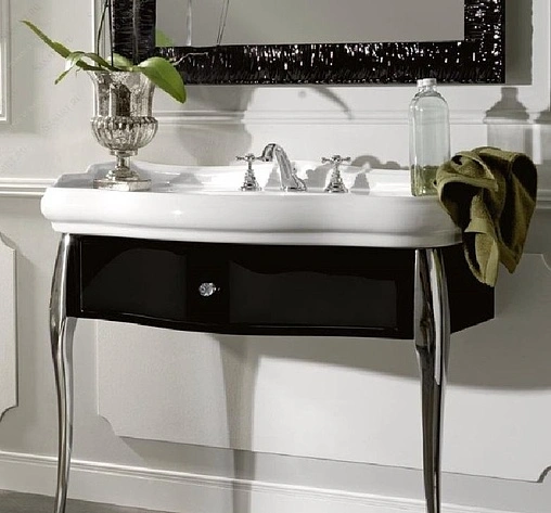 Консоль с умывальником напольная Kerasan Retro 100 чёрный/золото 7363K4+