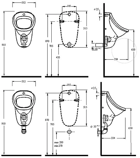 Писсуар со скрытым подводом воды beWash Eri белый 37108001