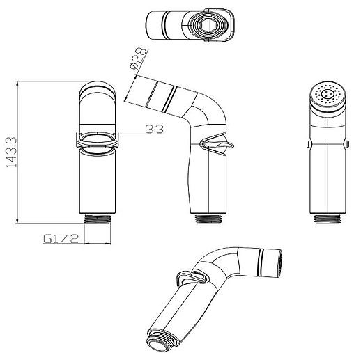 Гигиенический душ с держателем Lemark хром LM8077C