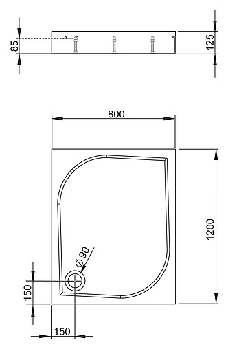 Поддон для душа Radaway Paros D1200 MBD8012-03-1