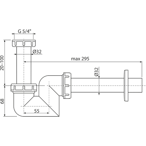 Сифон для биде AlcaPlast белый A45F-DN32