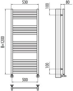 Полотенцесушитель водяной лесенка Terminus Тоскана П19 500х1200 полированная сталь 4670078530882, 2