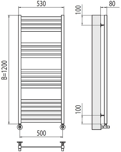 Полотенцесушитель водяной лесенка Terminus Тоскана П19 500х1200 полированная сталь 4670078530882