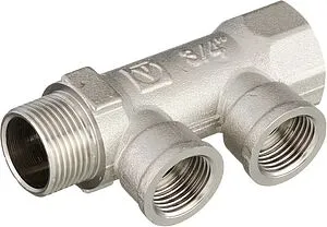 Коллектор распределительный проходной 2 отвода ¾&quot;в/н x ½&quot;в Valtec VTc.550.N.0502, 1