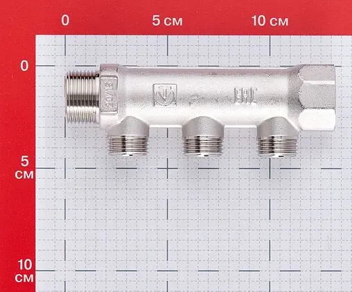 Коллектор распределительный проходной 3 отвода ¾&quot;в/н x ½&quot;к Valtec VTc.500.N.0503