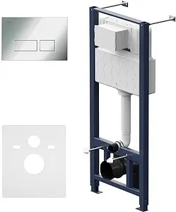 Инсталляция для подвесного унитаза Set 4 в 1 Am.Pm Pro I012704.7051 с кнопкой хром глянцевый Инсталляция для подвесного унитаза Set 4 в 1 Am.Pm Pro I012704.7051 с кнопкой хром глянцевый, 1