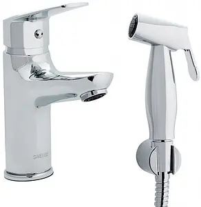 Смеситель для раковины с гигиеническим душем Swedbe Ares хром 1960 Смеситель для раковины с гигиеническим душем Swedbe Ares хром 1960, 4
