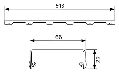 Решетка для лотка 643мм TECEdrainline Lines 600720