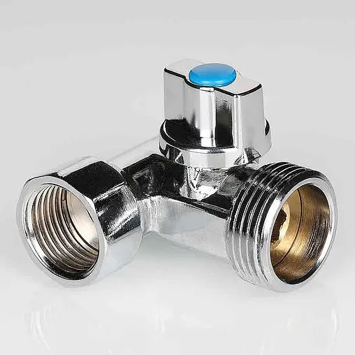 Кран шаровый трехпроходной 1/2"н x 3/4"н x 1/2"в хром Valtec VT.256.N ...