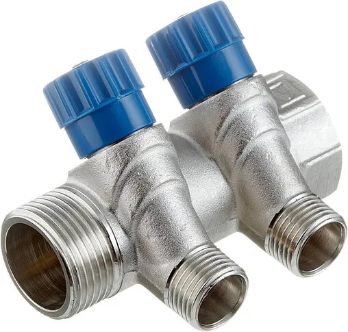 Коллектор регулирующий проходной 2 отвода 1&quot;в/н x ½&quot;к Valtec VTc.560.N.0602