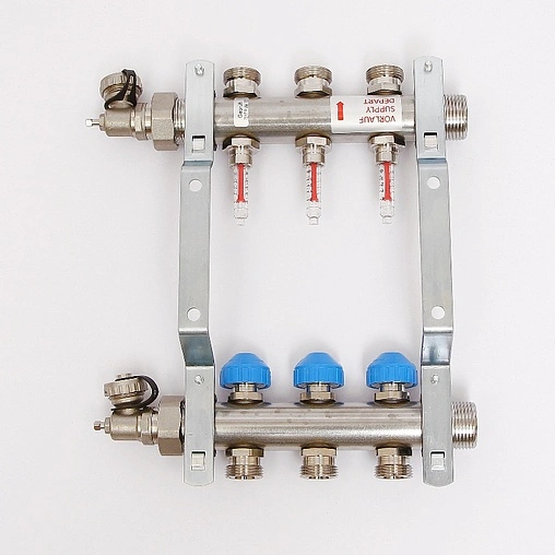 Группа коллекторная с расходомерами 3 отвода 1&quot;н/н x ¾&quot;ек Uni-fitt 455W4303