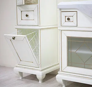 Шкаф-пенал напольный с бельевой корзиной Aquaton Беатриче 40 R слоновая кость/патина 1A187403BEM6R, 4