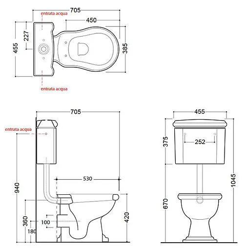 Унитаз-компакт с высоким бачком Kerasan Retro белый