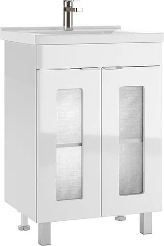 Тумба-умывальник напольный Айсберг Кристалл 60 белый DA1801T+1WH302421