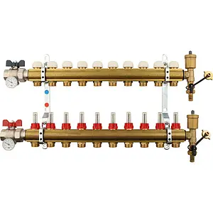 Группа коллекторная с расходомерами 10 отводов 1&quot;в/в x ¾&quot;ек Tiemme 3870011, 5