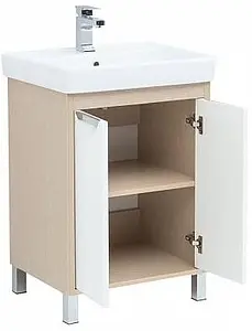 Тумба-умывальник напольная Aquanet Гретта 60 New белый/светлый дуб 00239401+00185551 Тумба-умывальник напольная Aquanet Гретта 60 New белый/светлый дуб 00239401+00185551, 3