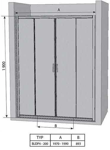 Дверь в нишу 2000мм прозрачное стекло Ravak Blix BLDP4-200 0YVK0C00Z1