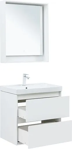 Тумба-умывальник подвесная Aquanet Милан 70 белый глянец 00336368+00284027