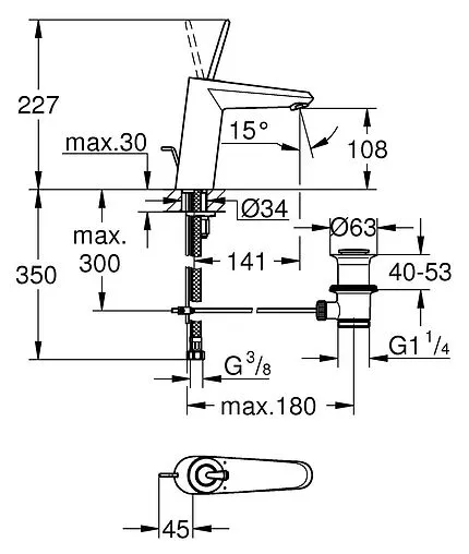 Смеситель для раковины Grohe Eurodisc Joy хром 23427000 Смеситель для раковины Grohe Eurodisc Joy хром 23427000