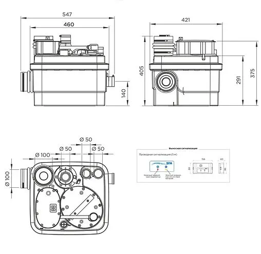 Канализационная насосная установка SFA Sanicubic 1 IP 67 NM