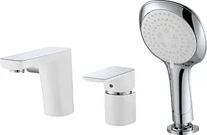 Смеситель на борт ванны на 3 отверстия D&K Berlin Steinbeis белый/хром DA1434916 Смеситель на борт ванны на 3 отверстия D&K Berlin Steinbeis белый/хром DA1434916, 1