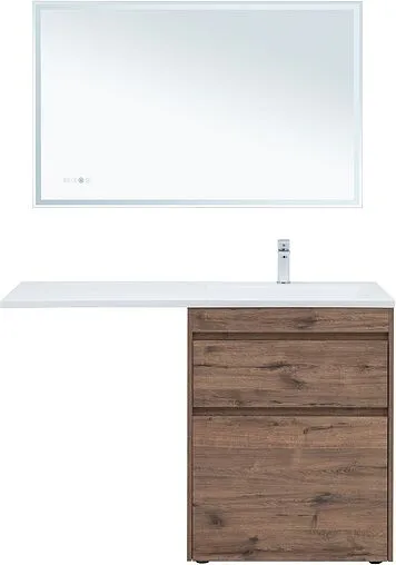 Тумба-умывальник напольная Aquanet Токио 130 R дуб веллингтон 00333652+00235502