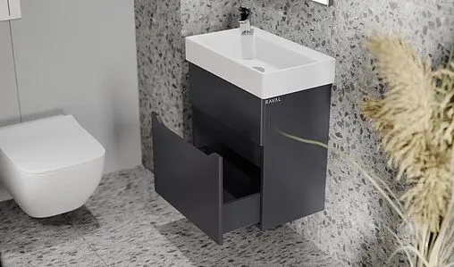 Тумба под умывальник подвесная Raval Brik 55 антрацит Brk.01.55/P/A/RL