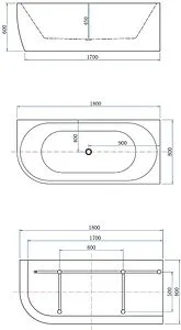 Ванна акриловая Aquanet Family Elegant B 180x80 Matt Finish белый матовый/панель Black matte 3806-N-MW-MB Ванна акриловая Aquanet Family Elegant B 180x80 Matt Finish белый матовый/панель Black matte 3806-N-MW-MB, 2