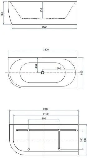 Ванна акриловая Aquanet Family Elegant B 180x80 Matt Finish белый матовый 3806-N-MW