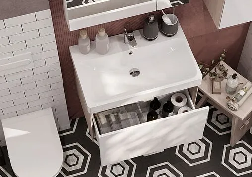 Тумба-умывальник подвесная Aquaton Марти 70 белый/ясень шимо 1A2675K0MY010