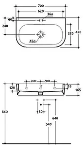 Раковина Kerasan Flo 70 белый 315001*1 Раковина Kerasan Flo 70 белый 315001*1, 2