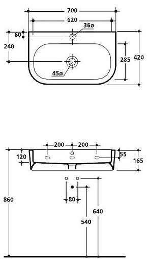 Раковина Kerasan Flo 70 белый 315001*1