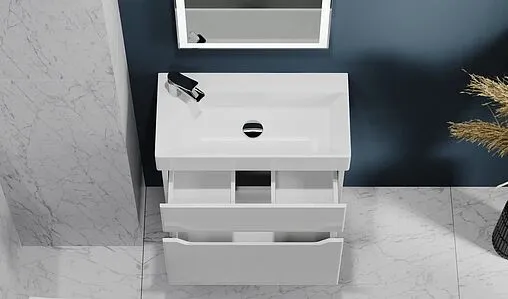 Тумба-умывальник подвесная Raval Brik 65 белый Brk.01.65/P/W/RL+17065-KL