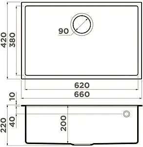 Мойка кухонная Omoikiri Tedori 66-U-BL черный 4993972, 2