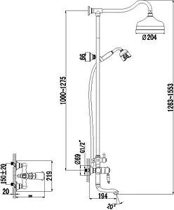 Душевая система со смесителем для ванны Lemark Villa бронза/белый LM4862B Душевая система со смесителем для ванны Lemark Villa бронза/белый LM4862B, 2