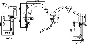 Смеситель на борт ванны на 3 отверстия Cezares Elite золото/белый ELITE-BVDM-03/24-Bi Смеситель на борт ванны на 3 отверстия Cezares Elite золото/белый ELITE-BVDM-03/24-Bi, 2