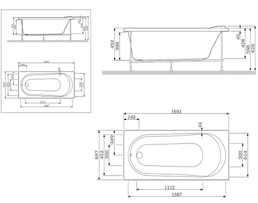 Панель для ванны фронтальная Am.Pm Joy/Spirit 170 белый W85A-170-070W-P