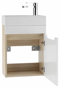 Тумба-умывальник подвесной Айсберг Мечта 40 белый/дуб сонома DM2314T+4607152362107 Тумба-умывальник подвесной Айсберг Мечта 40 белый/дуб сонома DM2314T+4607152362107, 4
