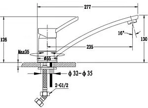 Смеситель для кухни Ewigstein серый металлик 17240046 серый металлик, 2