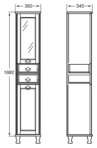 Шкаф-пенал напольный Roca America 35 R орех ZRU9302796