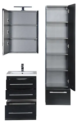 Шкаф-зеркало Aquanet Нота 58 L чёрный 00169191