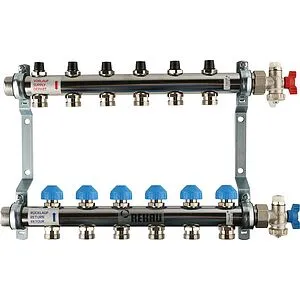 Группа коллекторная без расходомеров 6 отводов 1&quot;н/н x ¾&quot;ек Rehau HKV 12180611001, 1